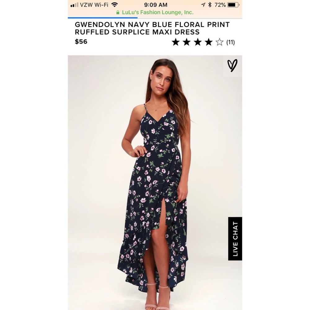 Lulu’s Gwendolyn navy blue floral maxi dress